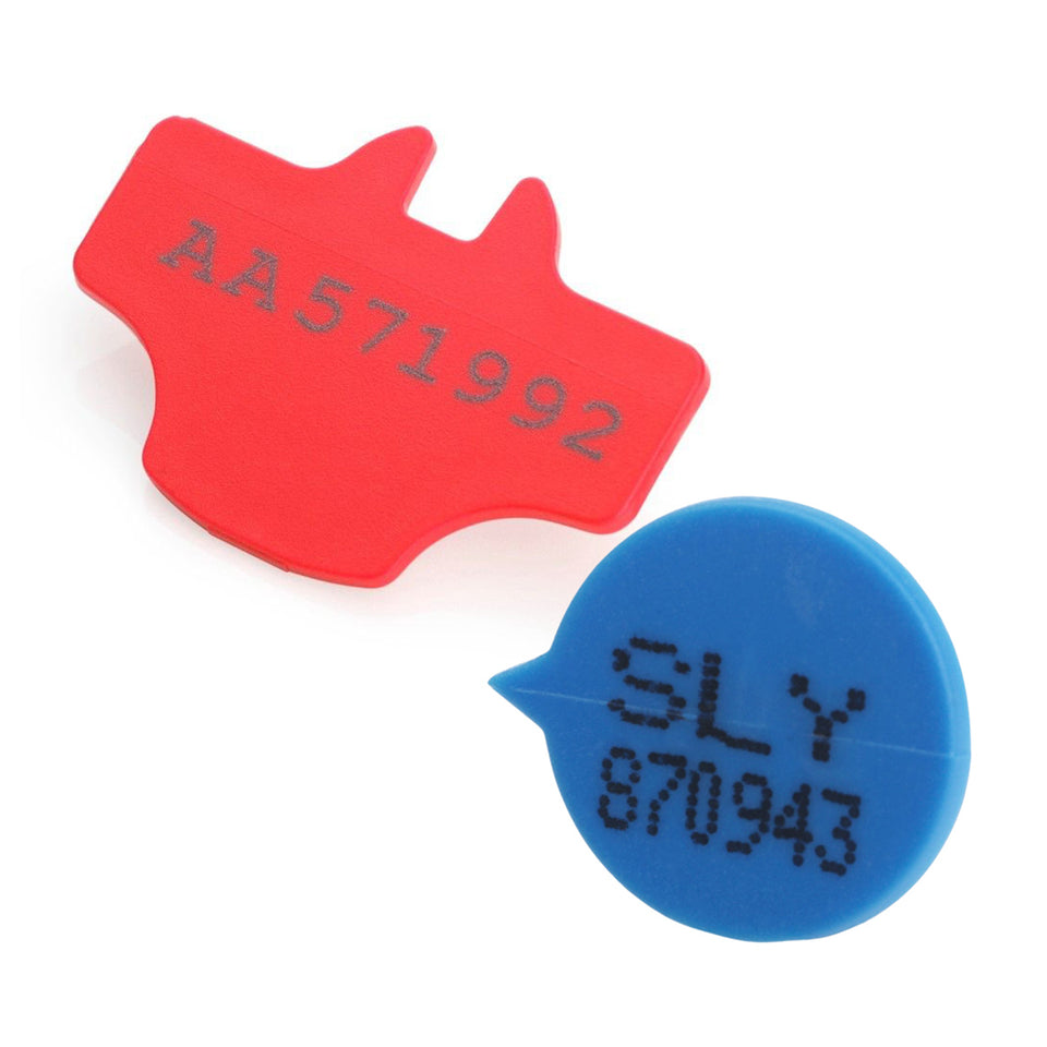 Red T2 Numbered Seal & Numbered Blue Button Seal