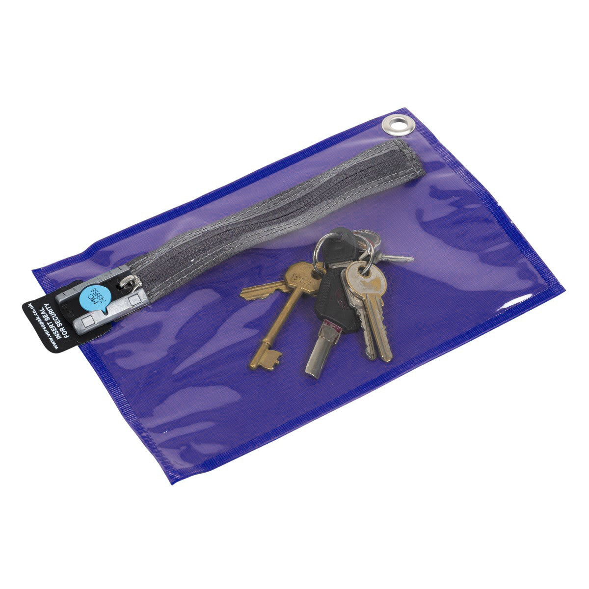Key Storage Wallet - Clear Front (A5) Button Purple