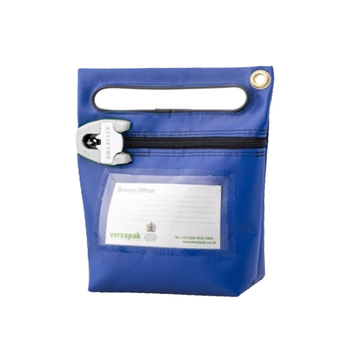 Secure Reusable Cash Bag - Carry Handle Blue Small