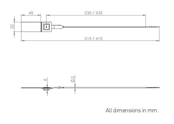 VersaPull Numbered Metal Jaw Plastic Security Seal - 2mm Dimensions