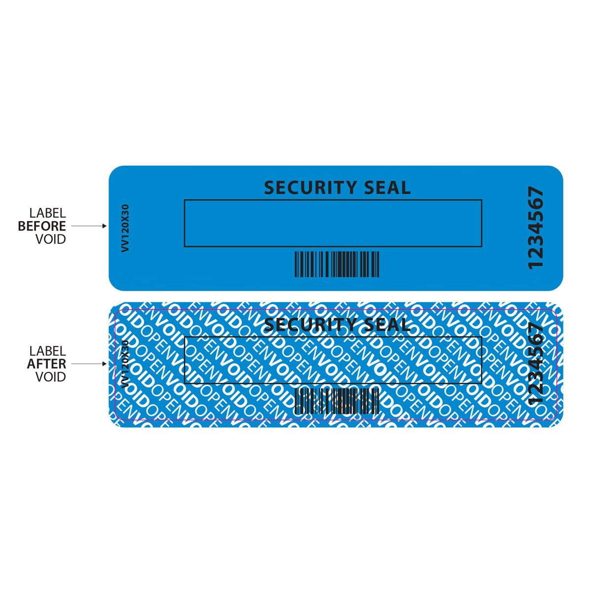 Void Security Stickers (120x30mm) - Blue