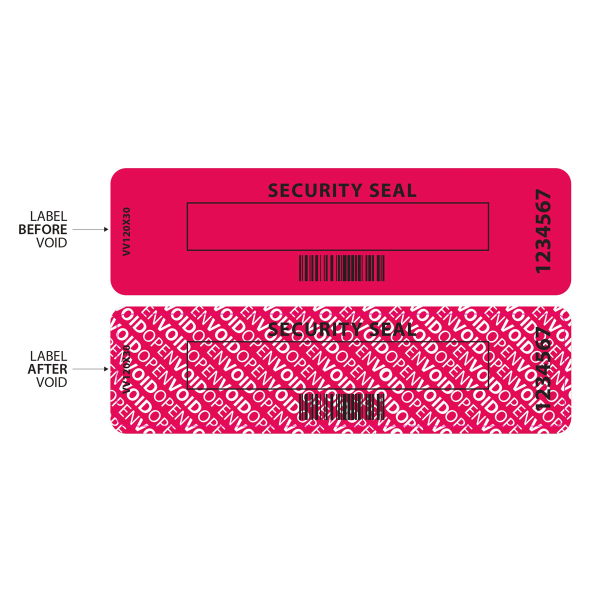 Void Security Stickers (120x30mm) - Red