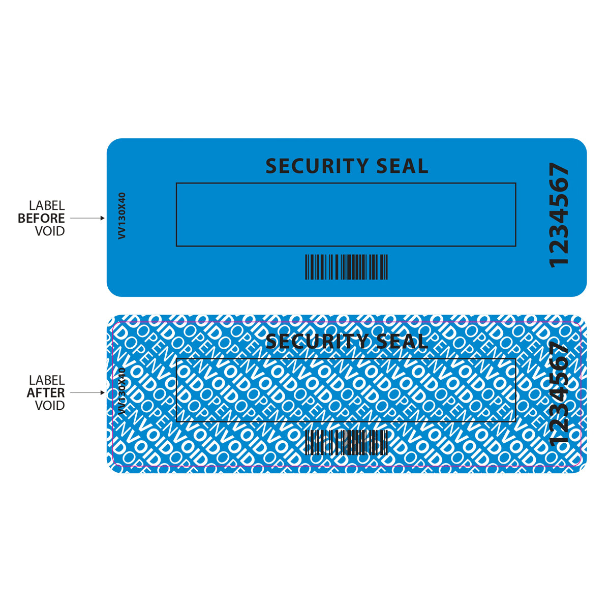 Void Security Stickers (130x40mm) - Blue