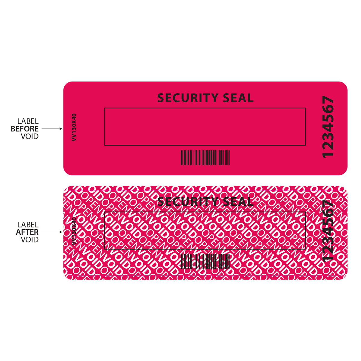 Void Security Stickers (130x40mm) - Red