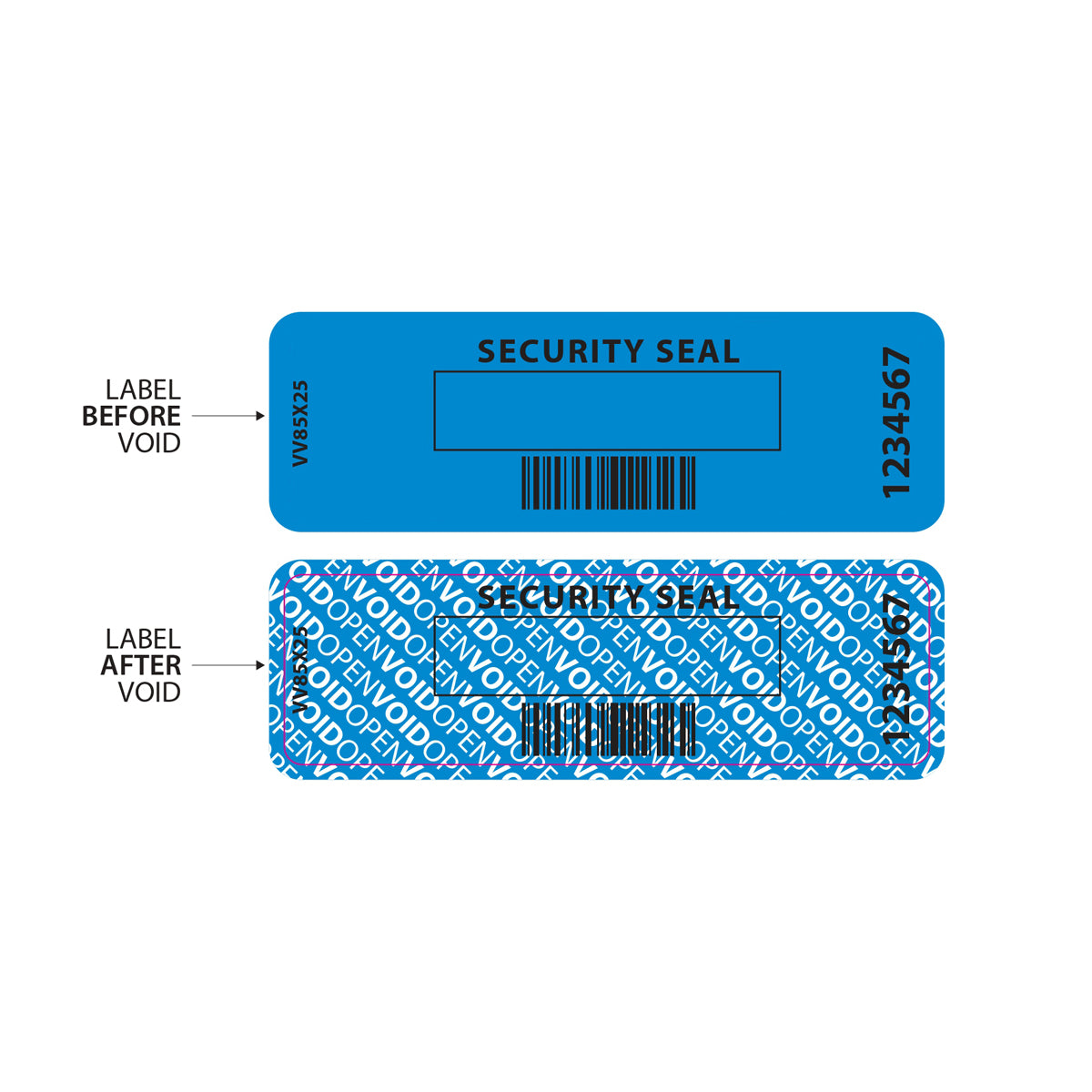 Void Security Stickers (85x25mm) - Blue