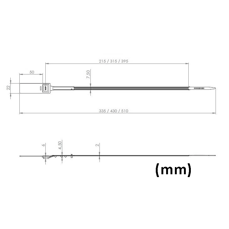 VersaGrip Numbered Variable Length Security Seal - Dimensions