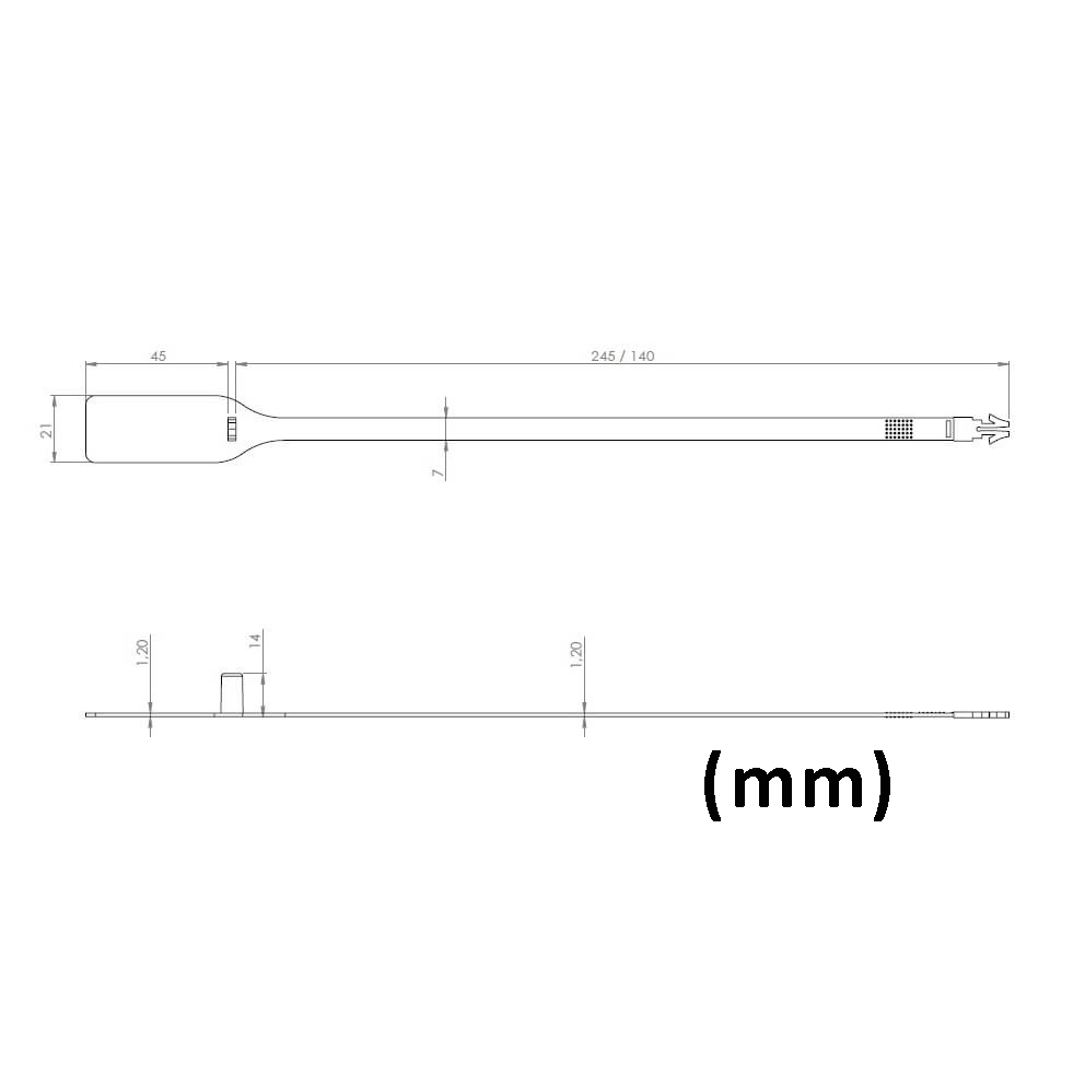 VersaLock Numbered Fixed Length Security Seal - Dimensions