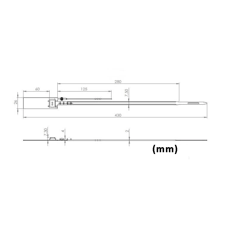 VersaPost Numbered Strap Security Seal with Metal Insert - Dimensions