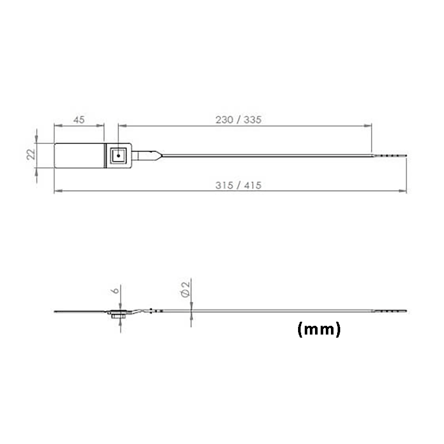 VersaPull Numbered Metal Jaw Plastic Security Seal - 2mm Dimensions