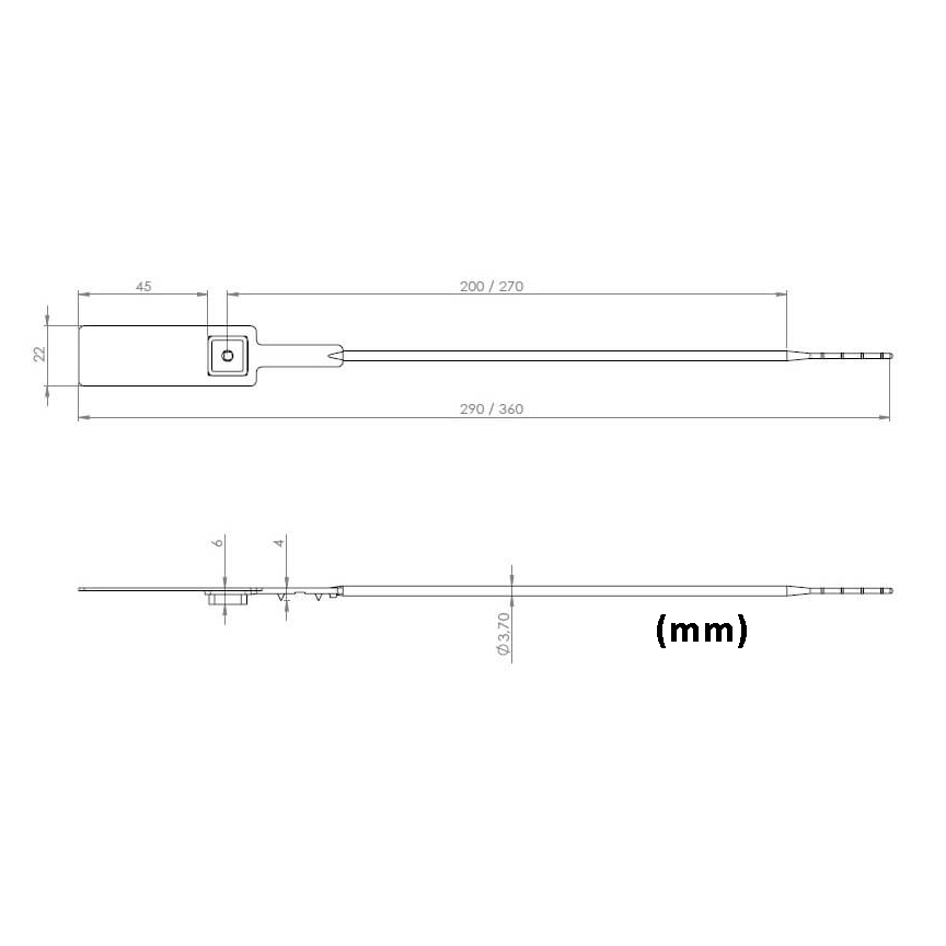 VersaPull Numbered Metal Jaw Plastic Security Seal - 3.7mm Dimensions