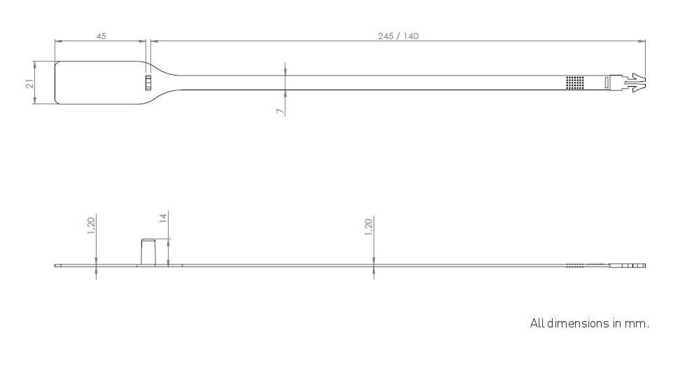 VersaLock Numbered Fixed Length Security Seal - Dimensions