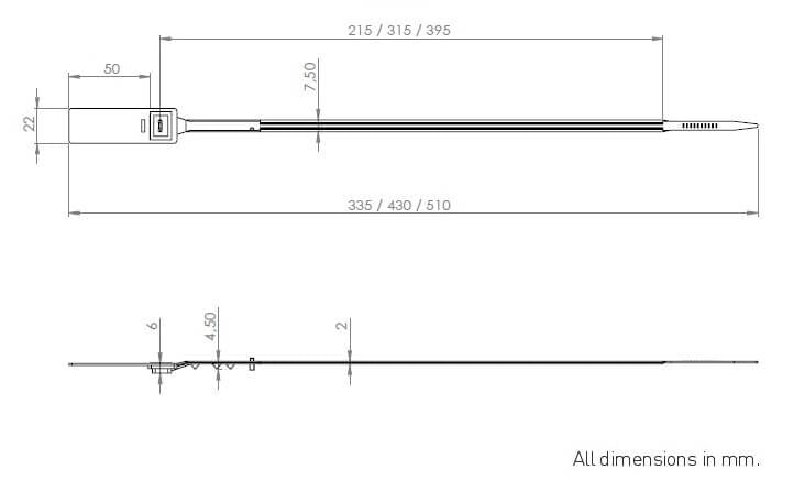 VersaGrip Numbered Variable Length Security Seal - Dimensions